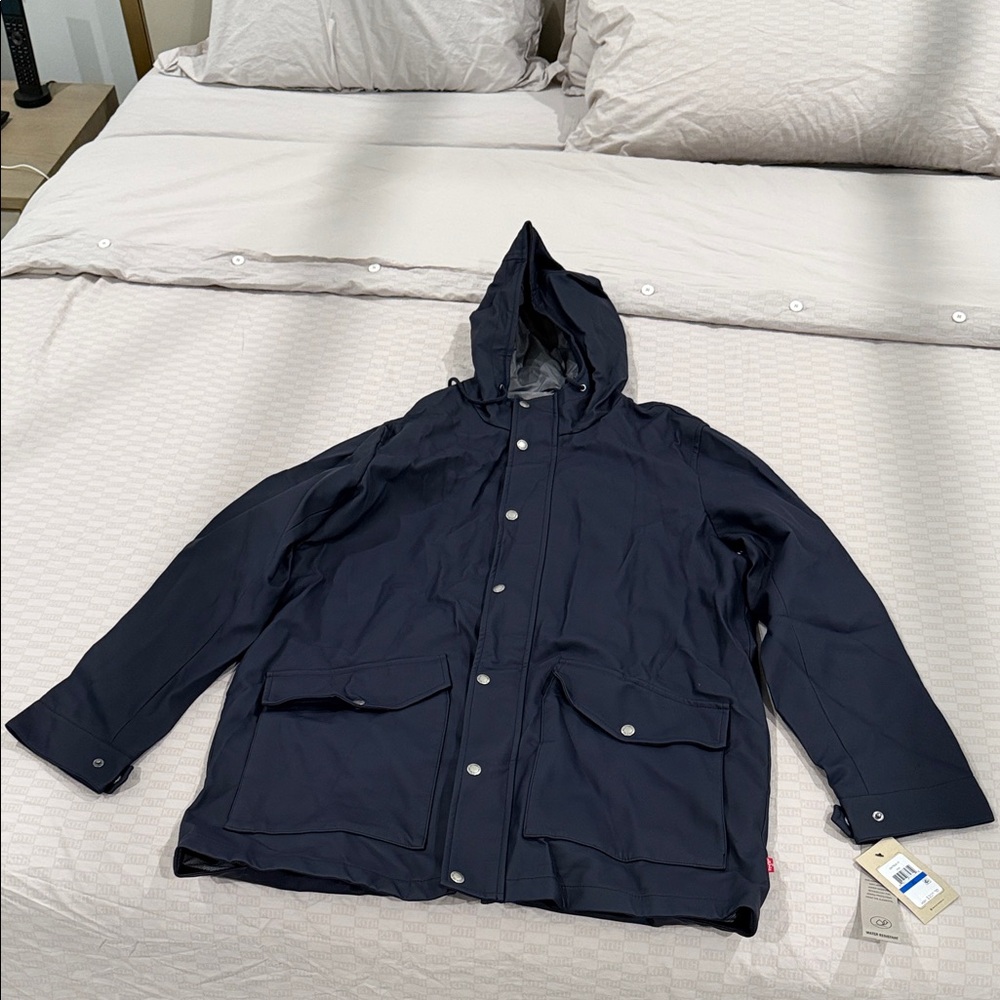 Levi's Dark Blue Hooded Raincoat